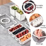 4-Compartment Fridge Organizer Bin with Lid and Handle – Divided Vegetable Tray & Snack Box – 4 Removable Storage Containers for Fruits, Veggies, and Meal Prep (1-Piece) - Image 4