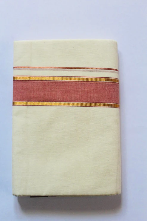 KHS0056_df603eb2-96f8-44d8-935f-6d9da374d736 Kerala Handloom Double Mundu - Image 1
