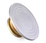 Cake Decorating & Icing Turntable | Signature Edition 12-Inch 360° Rotating Cake Stand for Baking & Serving | Plastic Cake Turntable with Silver Top & Golden Base | Professional Cake Decorating Stand - Image 2