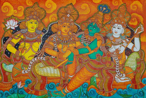 mural_paintings_13 Lord Vishnu With Consorts - Image 1