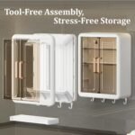 Plastic Wall Mounted Self Adhesive Bathroom Shelf Storage Cabinet for Kitchen Multipurpose Organizer with Doors and Shelves (Material- Plastic, White, Pack of 1 - Image 5