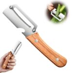 2 in 1 Stainless Steel Vegetable Peeler with Wooden Handle - Image 3