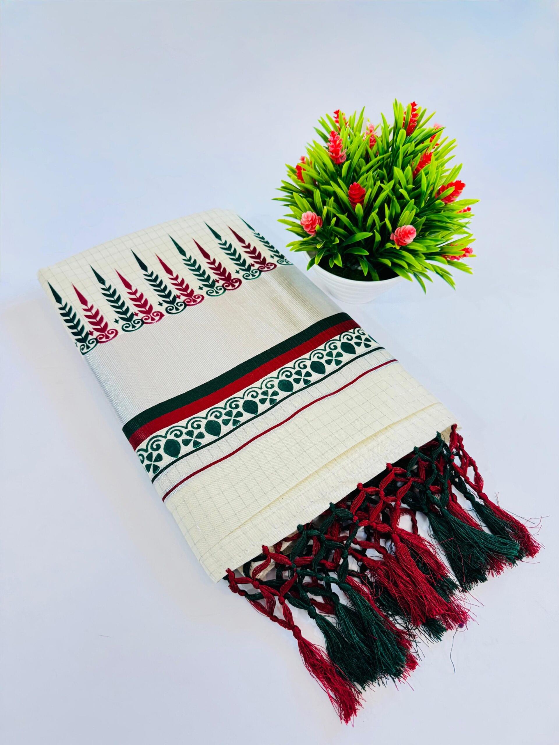 Kerala Handloom Saree - Image 1