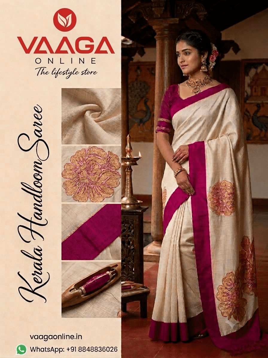 Kerala Handloom Saree - Image 1