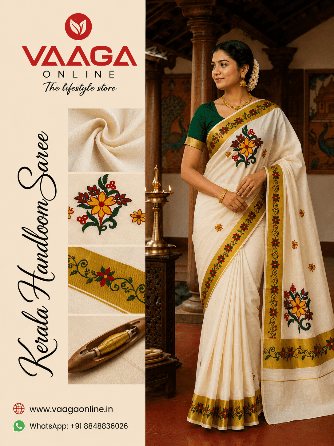 Kerala Handloom Saree - Image 1